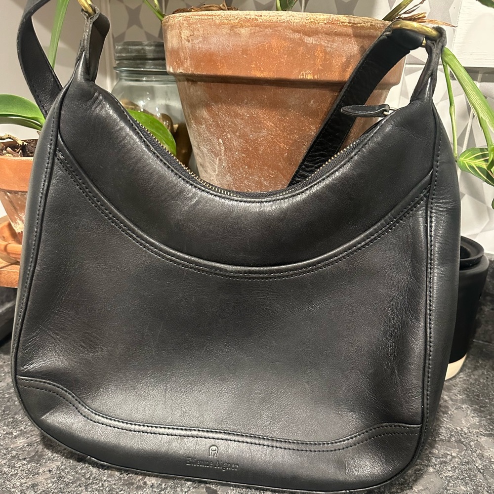 Etienne Aigner black leather bag